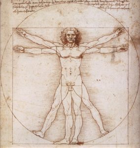 Leonardo da Vinci, Uomo vitruviano, 1490 circa, penna e inchiostro su carta, Gabinetto dei Disegni e delle Stampe delle Gallerie dell'Accademia, Venezia